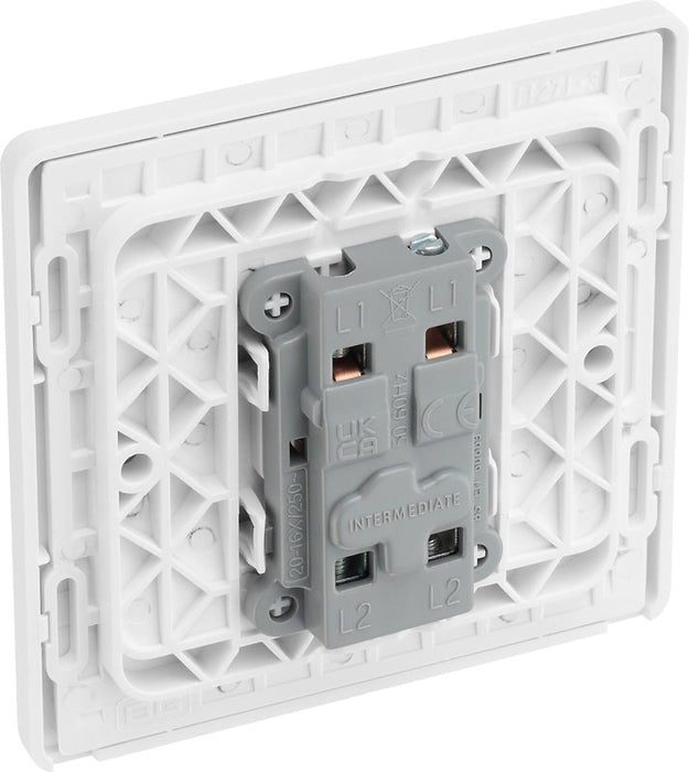 BG Evolve PCDCL13W 20A 16AX Single Intermediate Light Switch - Pearlescent White (White) - westbasedirect.com