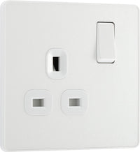BG Evolve PCDCL21W 13A Single Switched Power Socket - Pearlescent White (White)