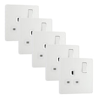 BG Evolve PCDCL21Wx5 13A Single Switched Power Socket - Pearlescent White (White) (5 Pack)