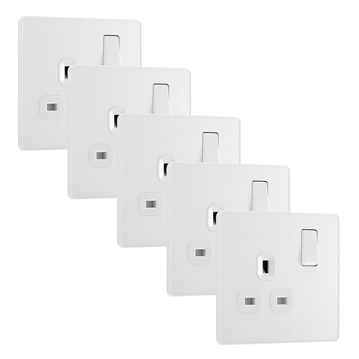 BG Evolve PCDCL21Wx5 13A Single Switched Power Socket - Pearlescent White (White) (5 Pack)