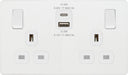 BG Evolve PCDCL22UAC22W 13A Double Switched Power Socket + USB A+C (22W) - Pearlescent White (White) - westbasedirect.com