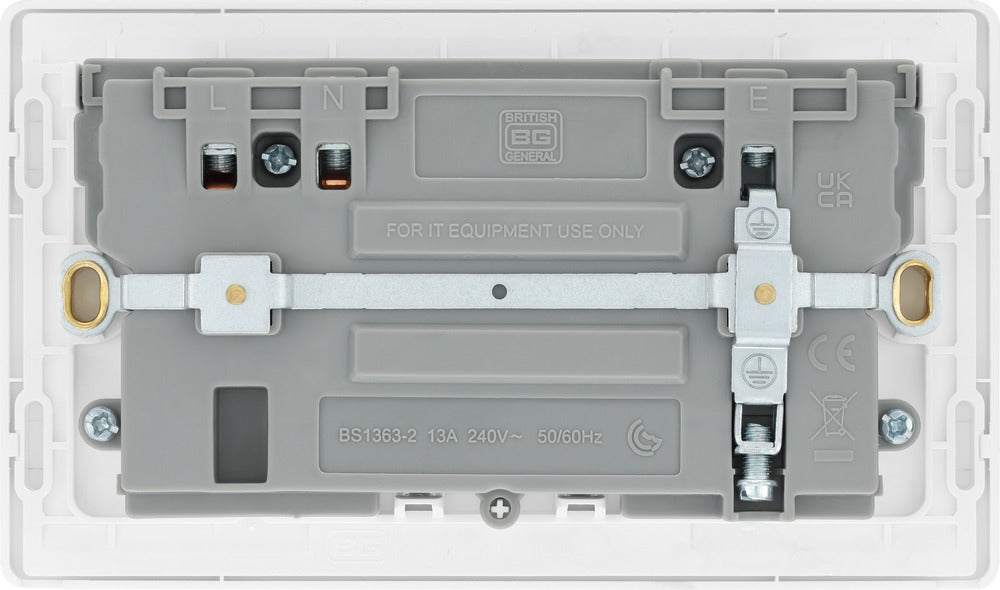 BG Evolve PCDCL22UAC22W 13A Double Switched Power Socket + USB A+C (22W) - Pearlescent White (White) - westbasedirect.com