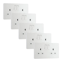 BG Evolve PCDCL22Wx5 13A Double Switched Power Socket - Pearlescent White (White) (5 Pack)