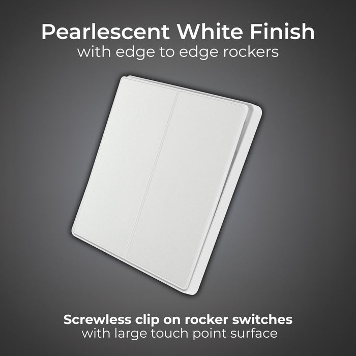 BG Evolve PCDCL42EW 20A 16AX 2 Way Double Light Switch, Edge to Edge Rocker - Pearlescent White (White) - westbasedirect.com