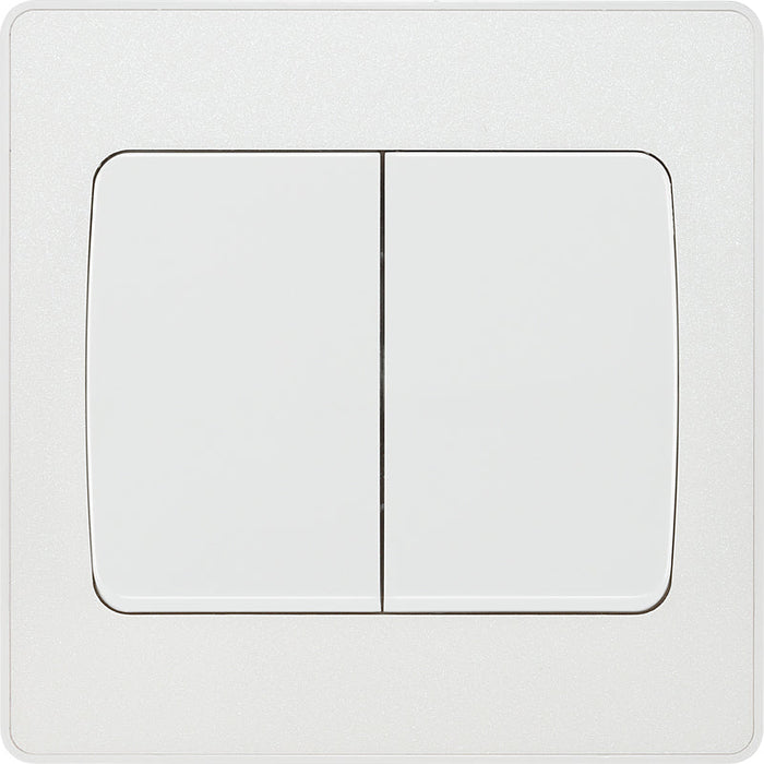 BG Evolve PCDCL42WW 20A 16AX 2 Way Double Light Switch, Wide Rocker - Pearlescent White (White) - westbasedirect.com