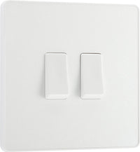 BG Evolve PCDCL42W 20A 16AX 2 Way Double Light Switch - Pearlescent White (White)