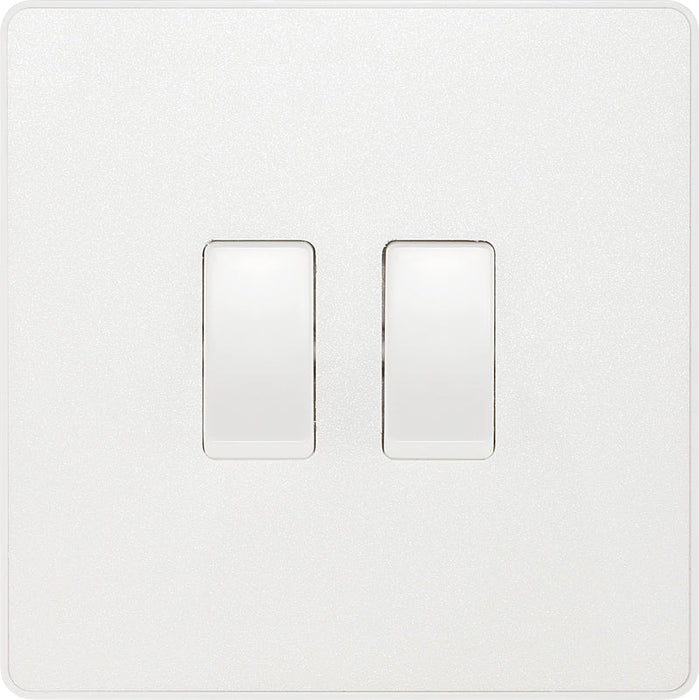 BG Evolve PCDCL42W 20A 16AX 2 Way Double Light Switch - Pearlescent White (White) - westbasedirect.com