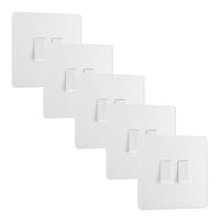 BG Evolve PCDCL42Wx5 20A 16AX 2 Way Double Light Switch - Pearlescent White (White) (5 Pack)