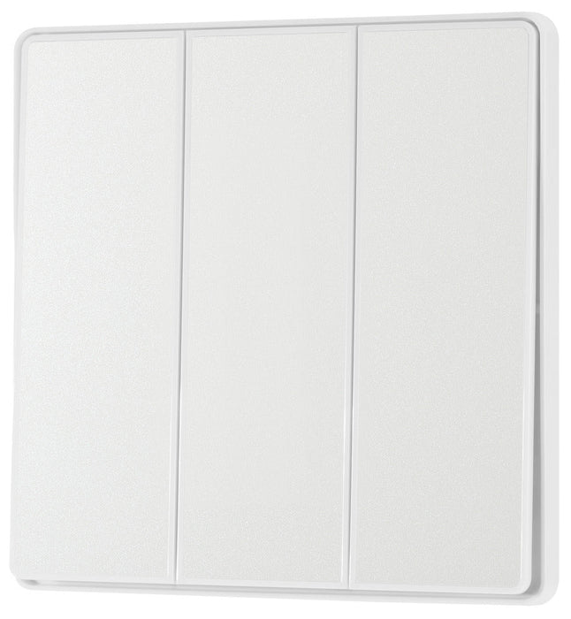 BG Evolve PCDCL43EW 20A 16AX 2 Way Triple Light Switch, Edge to Edge Rocker - Pearlescent White (White) - westbasedirect.com