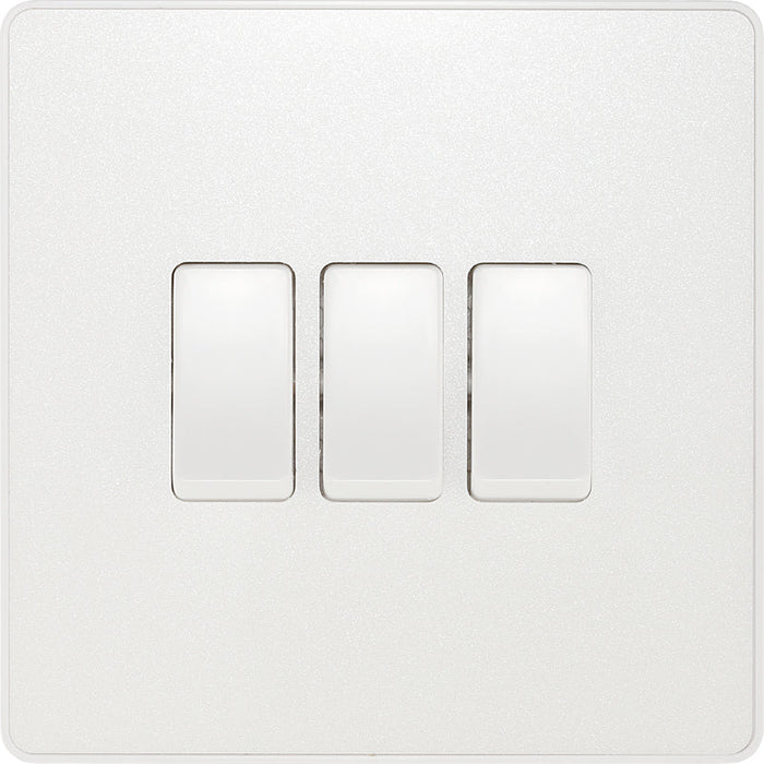 BG Evolve PCDCL43W 20A 16AX 2 Way Triple Light Switch - Pearlescent White (White) - westbasedirect.com