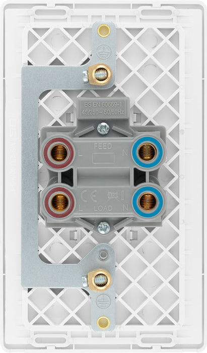 BG Evolve PCDCL72W 45A Double Pole Rectangular Switch with LED Power Indicator - Pearlescent White (White) - westbasedirect.com