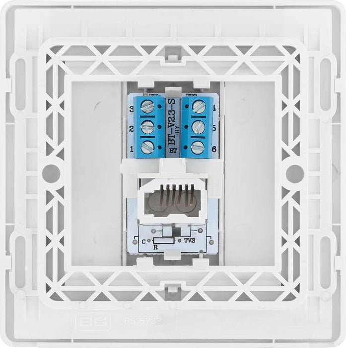 BG Evolve PCDCLBTS1W Single Secondary Telephone Socket - Pearlescent White (White) - westbasedirect.com