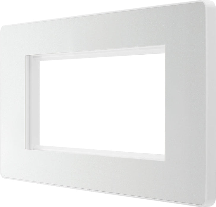 BG Evolve PCDCLEMR4W Quadruple Rectangular Front Plate (100 x 50) - Pearlescent White (White) - westbasedirect.com