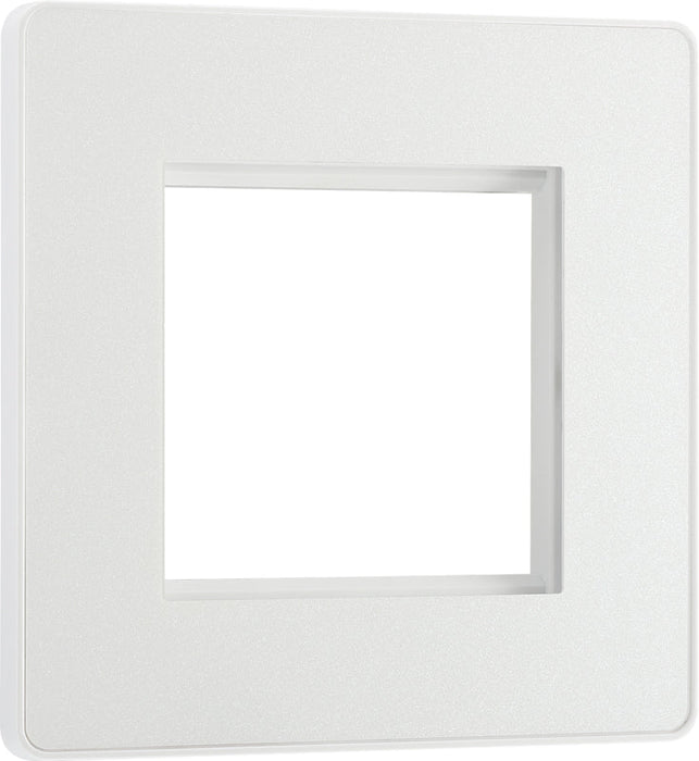 BG Evolve PCDCLEMS2W Twin Euro Module Aperture Single Front Plate (50 x 50) - Pearlescent White (White) - westbasedirect.com