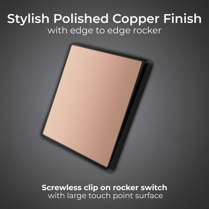 BG Evolve PCDCP12EB 20A 16AX 2 Way Single Light Switch, Edge to Edge Rocker - Polished Copper (Black) - westbasedirect.com