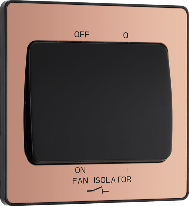 BG Evolve PCDCP15B 10A Triple Pole Fan Isolator Switch - Polished Copper (Black) - westbasedirect.com