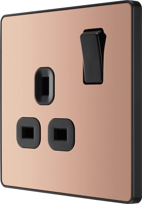 BG Evolve PCDCP21B 13A Single Switched Power Socket - Polished Copper (Black) (5 Pack) - westbasedirect.com