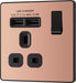 BG Evolve PCDCP21U2B 13A Single Switched Power Socket + 2xUSB(2.1A) - Polished Copper (Black) - westbasedirect.com