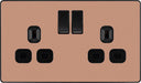 BG Evolve PCDCP22B 13A Double Switched Power Socket - Polished Copper (Black) - westbasedirect.com