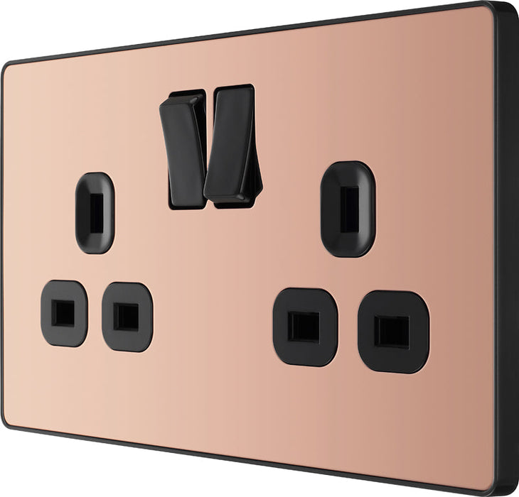 BG Evolve PCDCP22B 13A Double Switched Power Socket - Polished Copper (Black) (5 Pack) - westbasedirect.com