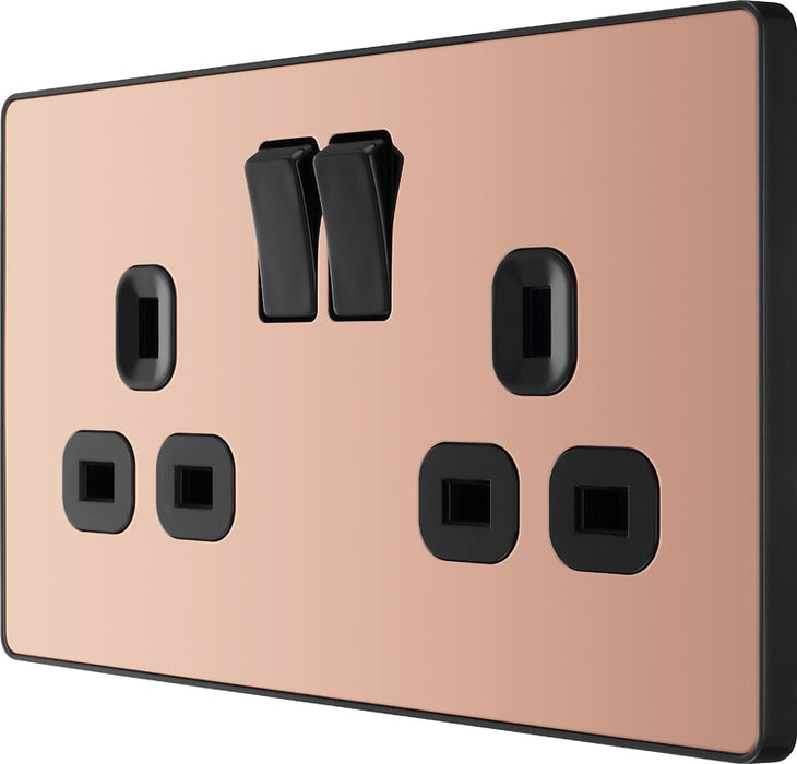 BG Evolve PCDCP22B 13A Double Switched Power Socket - Polished Copper (Black) (5 Pack) - westbasedirect.com