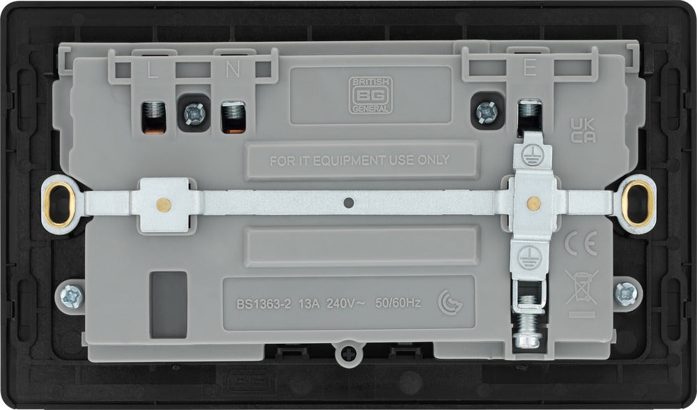 BG Evolve PCDCP22UAC22B 13A Double Switched Power Socket + USB A+C (22W) - Polished Copper (Black) - westbasedirect.com