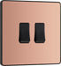 BG Evolve PCDCP42B 20A 16AX 2 Way Double Light Switch - Polished Copper (Black) - westbasedirect.com