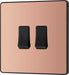 BG Evolve PCDCP42B 20A 16AX 2 Way Double Light Switch - Polished Copper (Black) - westbasedirect.com