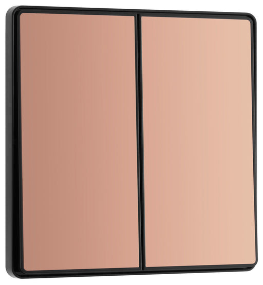 BG Evolve PCDCP42EB 20A 16AX 2 Way Double Light Switch, Edge to Edge Rocker - Polished Copper (Black) - westbasedirect.com