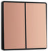 BG Evolve PCDCP42EB 20A 16AX 2 Way Double Light Switch, Edge to Edge Rocker - Polished Copper (Black) - westbasedirect.com