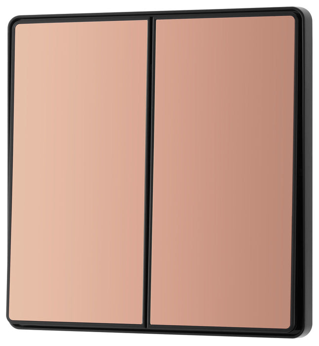 BG Evolve PCDCP42EB 20A 16AX 2 Way Double Light Switch, Edge to Edge Rocker - Polished Copper (Black) - westbasedirect.com