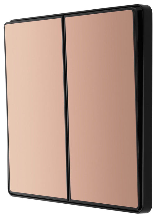 BG Evolve PCDCP42EB 20A 16AX 2 Way Double Light Switch, Edge to Edge Rocker - Polished Copper (Black) - westbasedirect.com