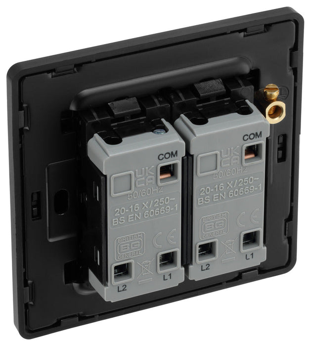 BG Evolve PCDCP42EB 20A 16AX 2 Way Double Light Switch, Edge to Edge Rocker - Polished Copper (Black) - westbasedirect.com