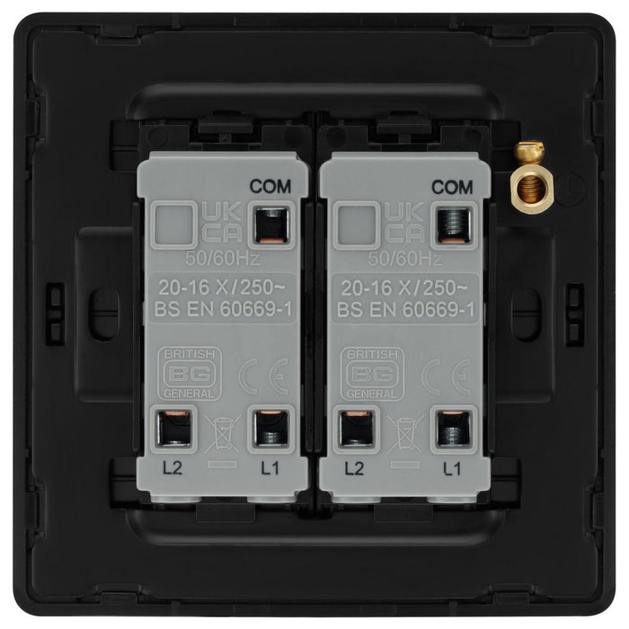 BG Evolve PCDCP42EB 20A 16AX 2 Way Double Light Switch, Edge to Edge Rocker - Polished Copper (Black) - westbasedirect.com