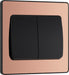 BG Evolve PCDCP42WB 20A 16AX 2 Way Double Light Switch, Wide Rocker - Polished Copper (Black) - westbasedirect.com