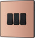 BG Evolve PCDCP43B 20A 16AX 2 Way Triple Light Switch - Polished Copper (Black) - westbasedirect.com