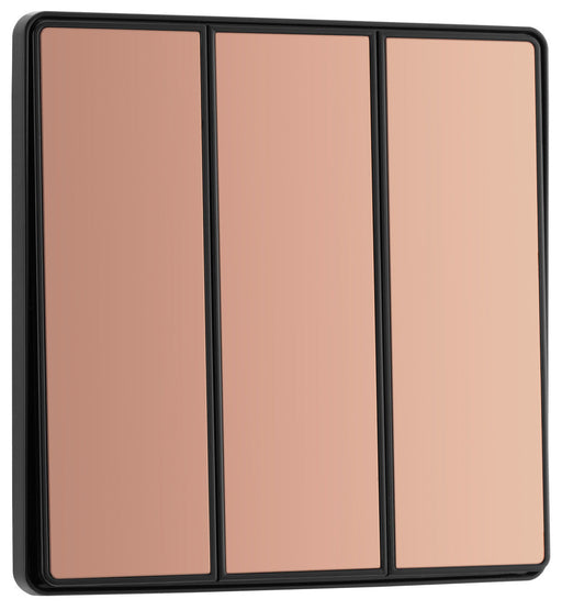 BG Evolve PCDCP43EB 20A 16AX 2 Way Triple Light Switch, Edge to Edge Rocker - Polished Copper (Black) - westbasedirect.com