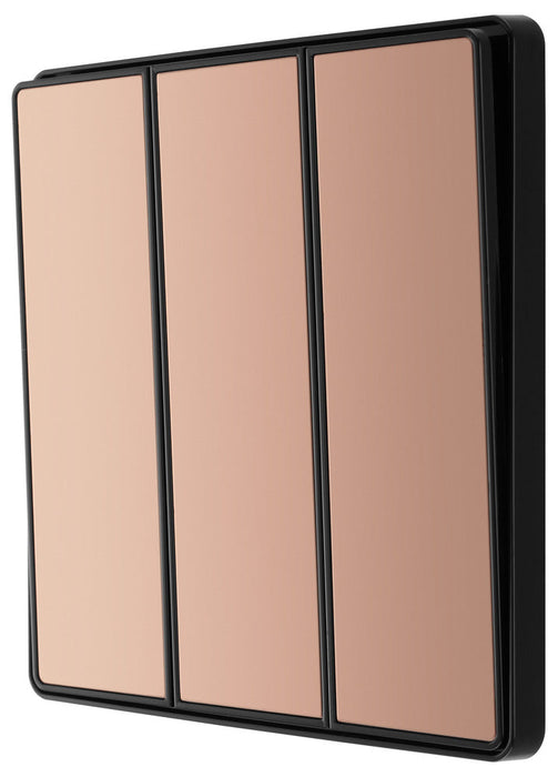 BG Evolve PCDCP43EB 20A 16AX 2 Way Triple Light Switch, Edge to Edge Rocker - Polished Copper (Black) - westbasedirect.com