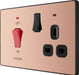 BG Evolve PCDCP70B 45A Double Pole Switch, Cooker Control Socket with LED Power Indicator - Polished Copper (Black) - westbasedirect.com