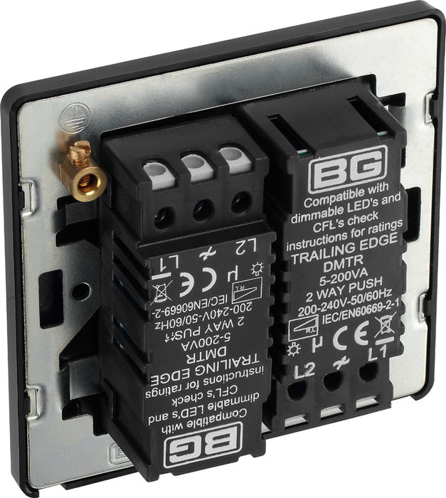 BG Evolve PCDCP82B 2-Way Trailing Edge LED 200W Double Dimmer Switch Push On/Off - Polished Copper (Black) - westbasedirect.com