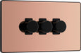 BG Evolve PCDCP83B 2-Way Trailing Edge LED 200W Triple Dimmer Switch Push On/Off - Polished Copper (Black) - westbasedirect.com