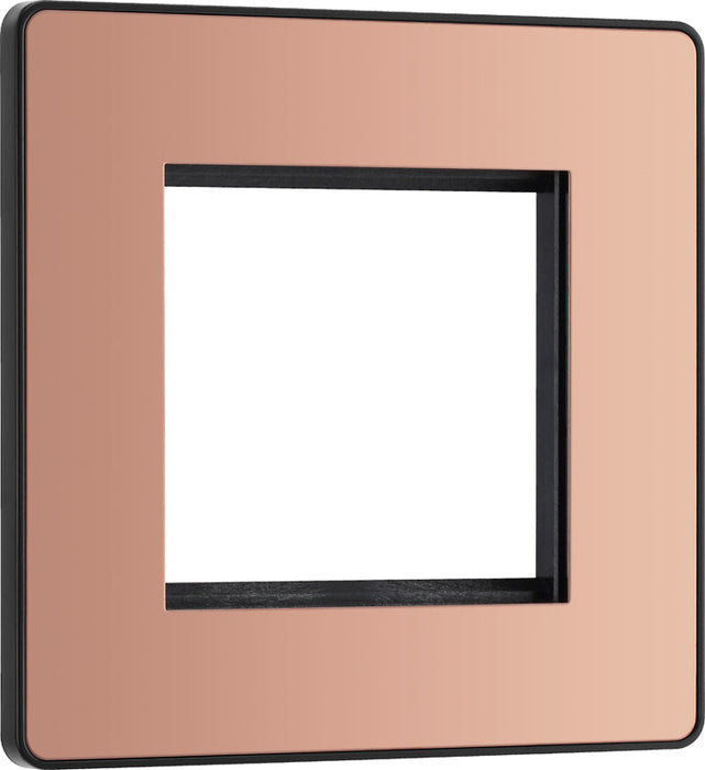 BG Evolve PCDCPEMS2B Twin Euro Module Aperture Single Front Plate (50 x 50) - Polished Copper (Black) - westbasedirect.com