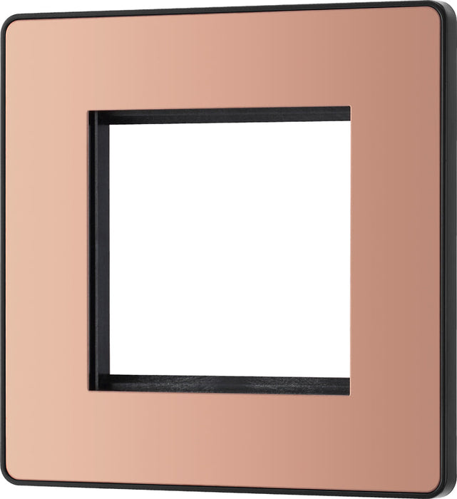 BG Evolve PCDCPEMS2B Twin Euro Module Aperture Single Front Plate (50 x 50) - Polished Copper (Black) - westbasedirect.com