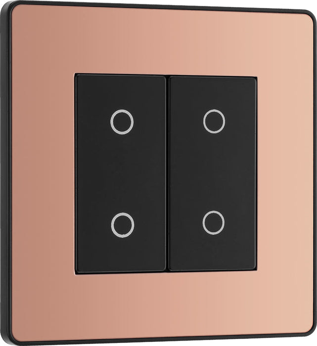 BG Evolve PCDCPTDM2B 2-Way Master 200W Double Touch Dimmer Switch - Polished Copper (Black) - westbasedirect.com