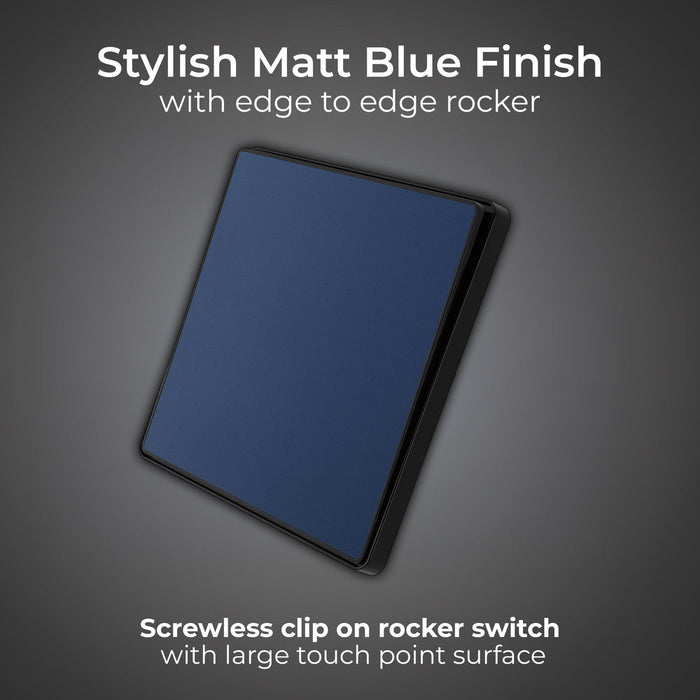 BG Evolve PCDDB12EB 20A 16AX 2 Way Single Light Switch, Edge to Edge Rocker - Matt Blue (Black) - westbasedirect.com