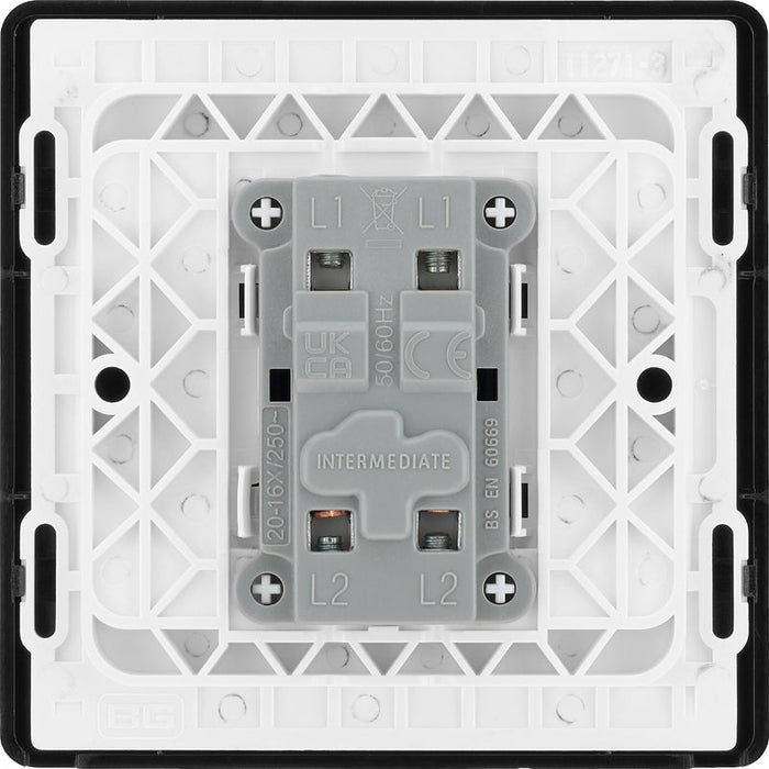 BG Evolve PCDDB13B 20A 16AX Single Intermediate Light Switch - Matt Blue (Black) - westbasedirect.com