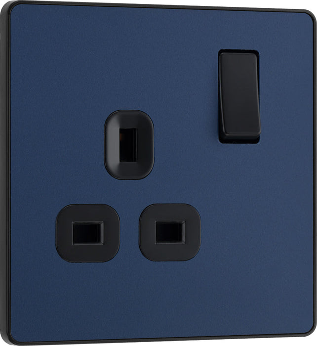 BG Evolve PCDDB21B 13A Single Switched Power Socket - Matt Blue (Black) - westbasedirect.com