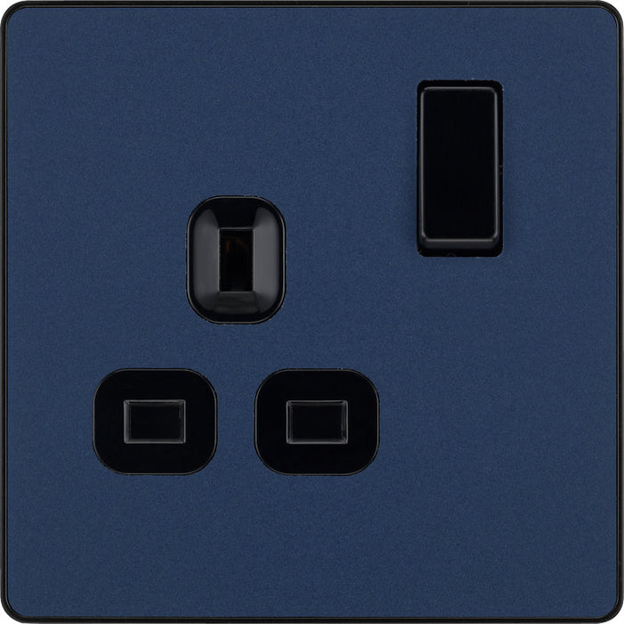 BG Evolve PCDDB21B 13A Single Switched Power Socket - Matt Blue (Black) - westbasedirect.com