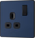 BG Evolve PCDDB21B 13A Single Switched Power Socket - Matt Blue (Black) - westbasedirect.com