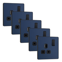 BG Evolve PCDDB21Bx5 13A Single Switched Power Socket - Matt Blue (Black) (5 Pack)